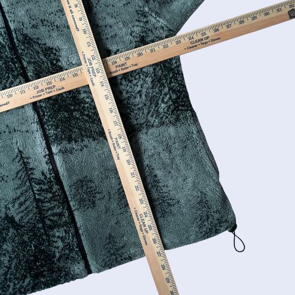 Ocean East M Vintage Fleece Zip Up Jacket Green Forest Print 90s Relaxed Fit - Picture 4 of 5